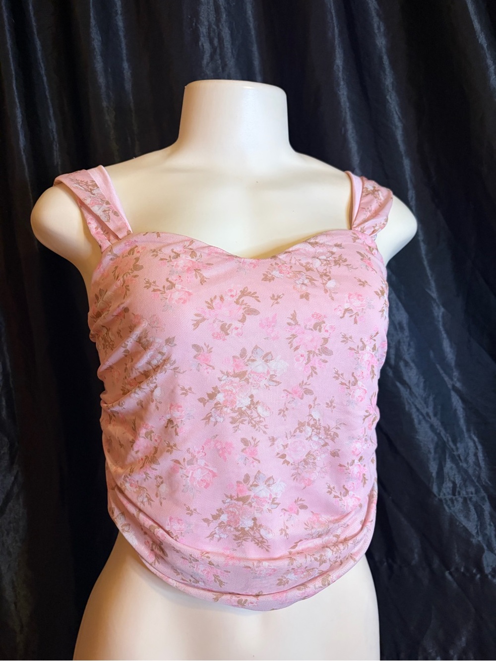 SHEIN Pink Floral Cowl Neck Camisole